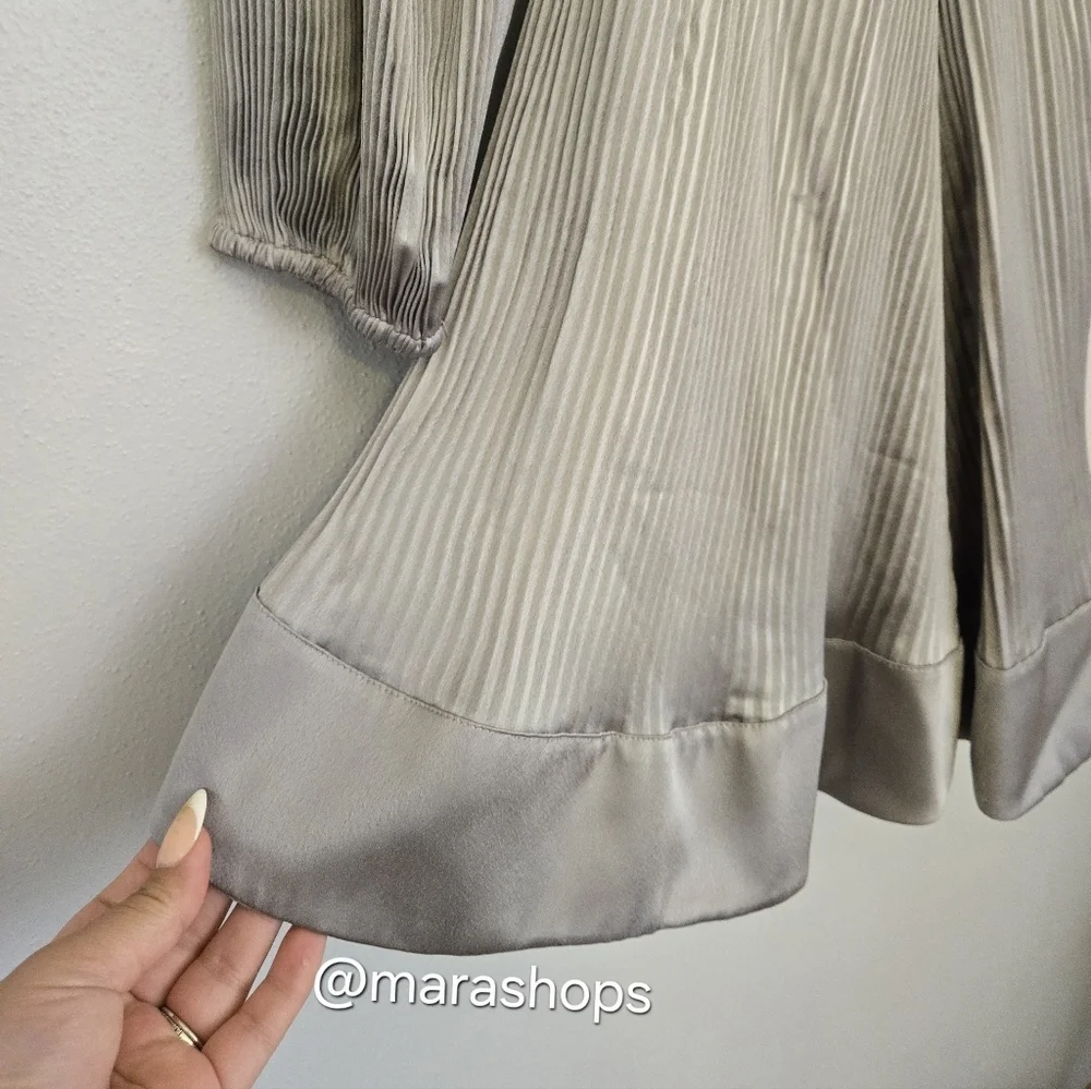 Milly Silver Liv Solid Pleat Mini Dress